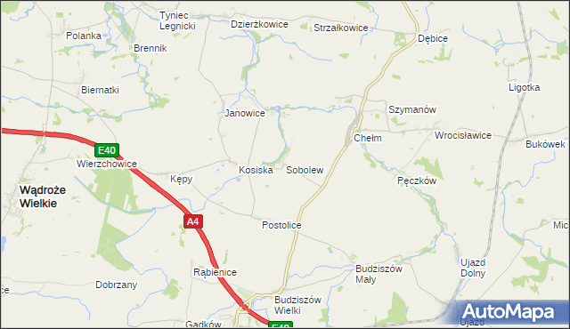 mapa Sobolew gmina Wądroże Wielkie, Sobolew gmina Wądroże Wielkie na mapie Targeo