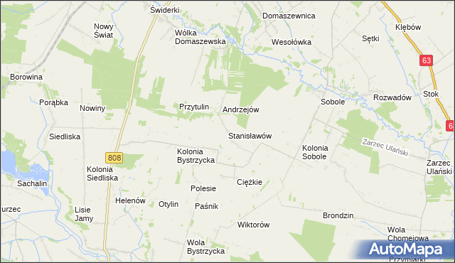 mapa Stanisławów gmina Ulan-Majorat, Stanisławów gmina Ulan-Majorat na mapie Targeo