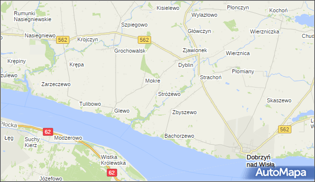 mapa Stróżewo gmina Dobrzyń nad Wisłą, Stróżewo gmina Dobrzyń nad Wisłą na mapie Targeo