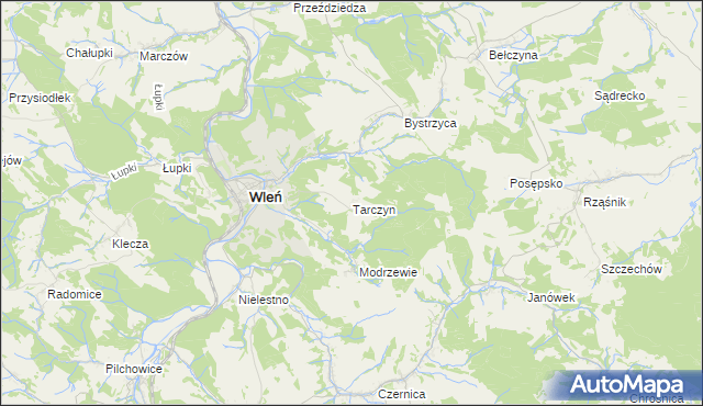 mapa Tarczyn gmina Wleń, Tarczyn gmina Wleń na mapie Targeo