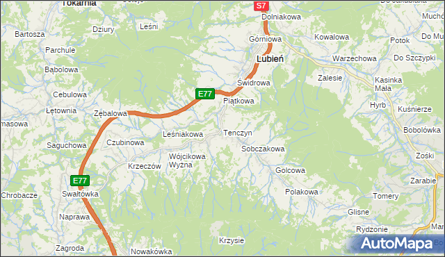 mapa Tenczyn, Tenczyn na mapie Targeo