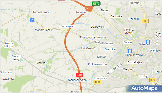 mapa Uniszowice, Uniszowice na mapie Targeo