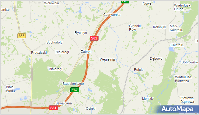 mapa Węgielnia gmina Szypliszki, Węgielnia gmina Szypliszki na mapie Targeo