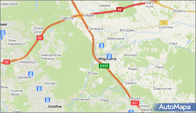 mapa Wiązowna, Wiązowna na mapie Targeo