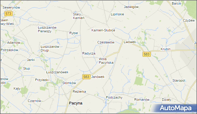 mapa Wola Pacyńska, Wola Pacyńska na mapie Targeo