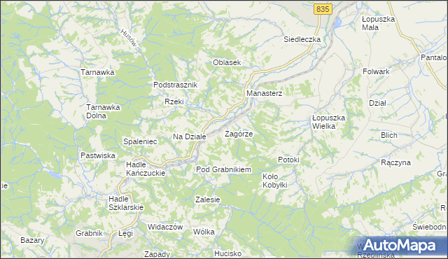 mapa Zagórze gmina Jawornik Polski, Zagórze gmina Jawornik Polski na mapie Targeo