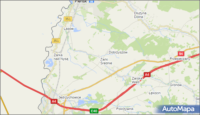 mapa Żarki Średnie, Żarki Średnie na mapie Targeo