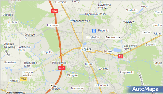 mapa Zgierz, Zgierz na mapie Targeo