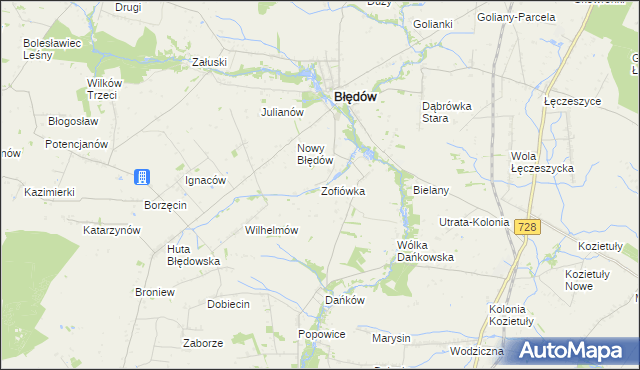 mapa Zofiówka gmina Błędów, Zofiówka gmina Błędów na mapie Targeo