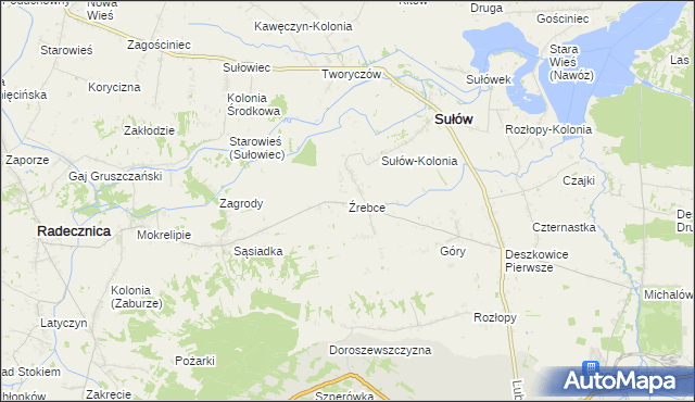 mapa Źrebce, Źrebce na mapie Targeo