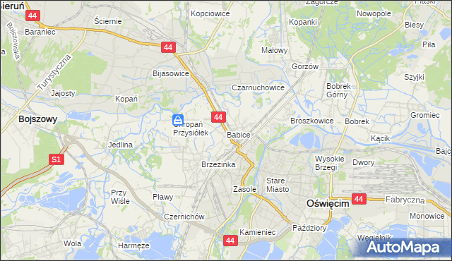 mapa Babice gmina Oświęcim, Babice gmina Oświęcim na mapie Targeo