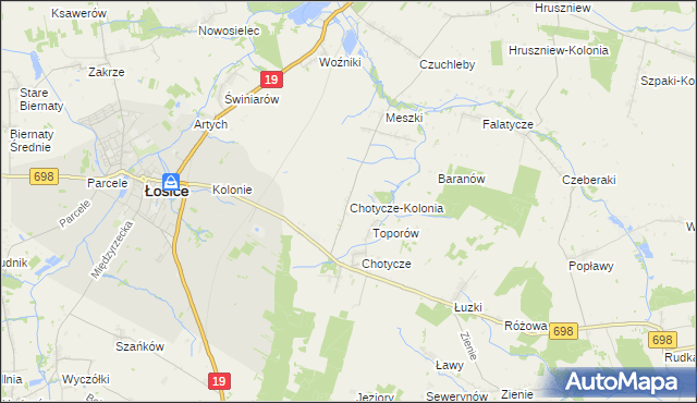 mapa Chotycze-Kolonia, Chotycze-Kolonia na mapie Targeo