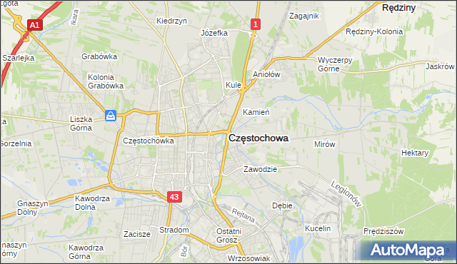 mapa Częstochowy, Częstochowa na mapie Targeo