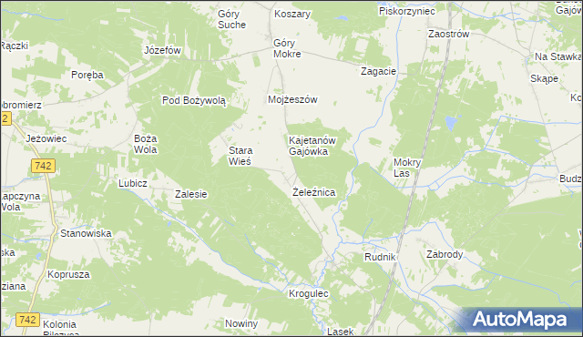 mapa Dziady gmina Przedbórz, Dziady gmina Przedbórz na mapie Targeo