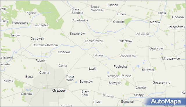 mapa Filipów gmina Grabów, Filipów gmina Grabów na mapie Targeo