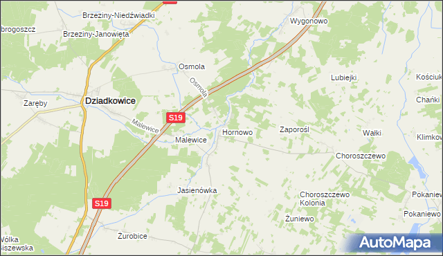 mapa Hornowo, Hornowo na mapie Targeo