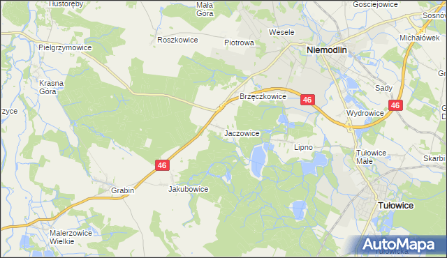 mapa Jaczowice, Jaczowice na mapie Targeo