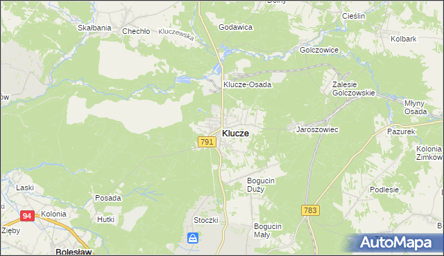 mapa Klucze powiat olkuski, Klucze powiat olkuski na mapie Targeo