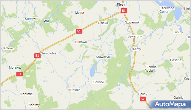 mapa Krawczyki, Krawczyki na mapie Targeo