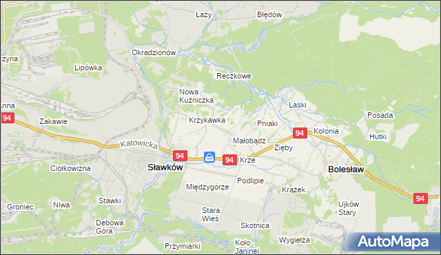 mapa Krzykawa, Krzykawa na mapie Targeo