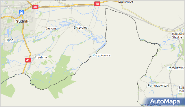 mapa Krzyżkowice, Krzyżkowice na mapie Targeo