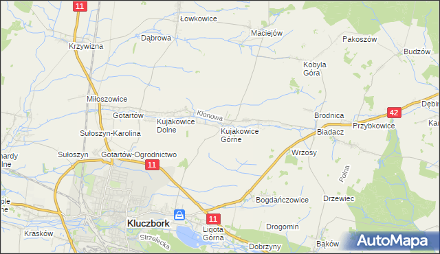 mapa Kujakowice Górne, Kujakowice Górne na mapie Targeo