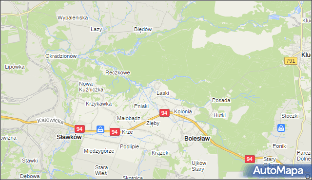 mapa Laski gmina Bolesław, Laski gmina Bolesław na mapie Targeo