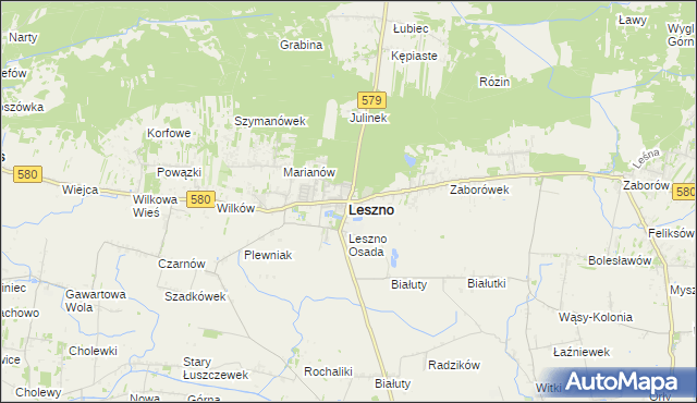 mapa Leszno powiat warszawski zachodni, Leszno powiat warszawski zachodni na mapie Targeo