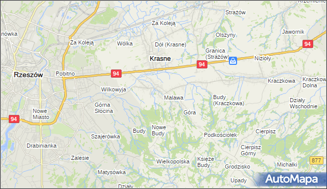 mapa Malawa gmina Krasne, Malawa gmina Krasne na mapie Targeo