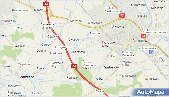 mapa Maleniska gmina Pawłosiów, Maleniska gmina Pawłosiów na mapie Targeo