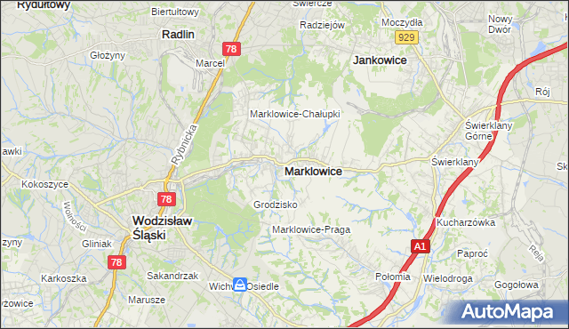 mapa Marklowice, Marklowice na mapie Targeo