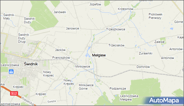 mapa Mełgiew, Mełgiew na mapie Targeo