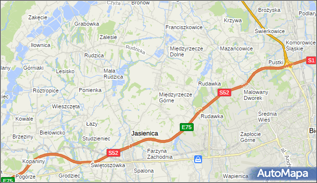 mapa Międzyrzecze Górne, Międzyrzecze Górne na mapie Targeo