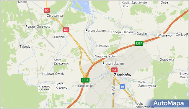 mapa Nagórki-Jabłoń, Nagórki-Jabłoń na mapie Targeo