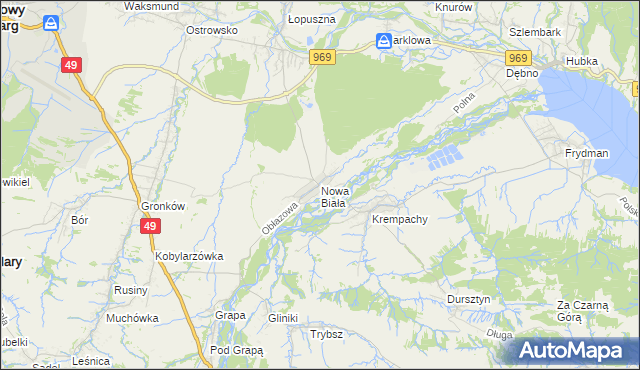 mapa Nowa Biała gmina Nowy Targ, Nowa Biała gmina Nowy Targ na mapie Targeo