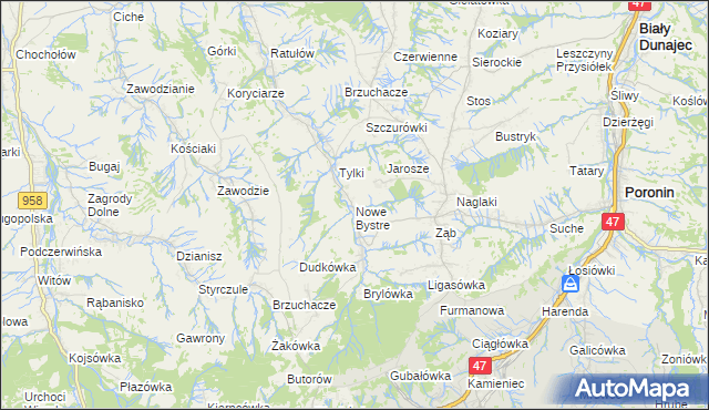 mapa Nowe Bystre, Nowe Bystre na mapie Targeo