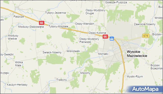 mapa Osipy-Zakrzewizna, Osipy-Zakrzewizna na mapie Targeo