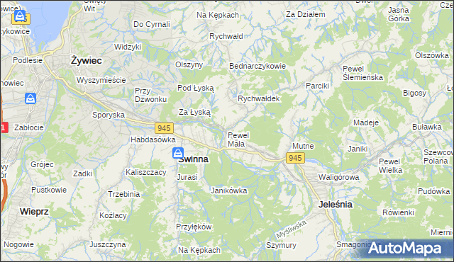 mapa Pewel Mała, Pewel Mała na mapie Targeo