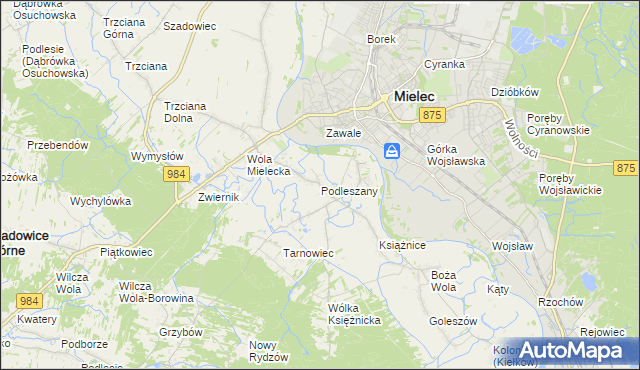 mapa Podleszany, Podleszany na mapie Targeo