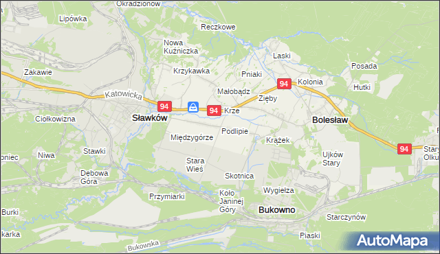 mapa Podlipie gmina Bolesław, Podlipie gmina Bolesław na mapie Targeo