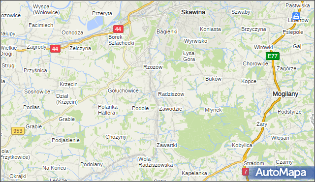 mapa Radziszów, Radziszów na mapie Targeo