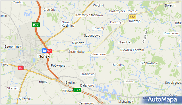 mapa Strachowo, Strachowo na mapie Targeo