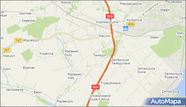 mapa Tereszyn, Tereszyn na mapie Targeo