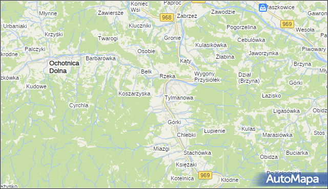 mapa Tylmanowa, Tylmanowa na mapie Targeo