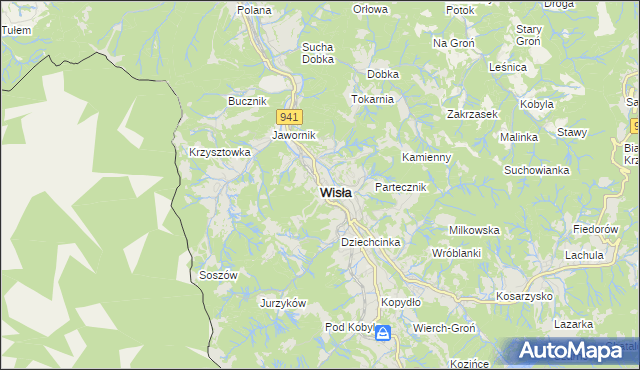 mapa Wisła, Wisła na mapie Targeo