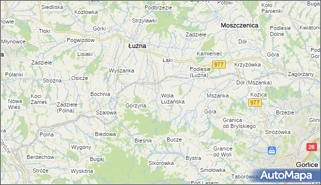 mapa Wola Łużańska, Wola Łużańska na mapie Targeo