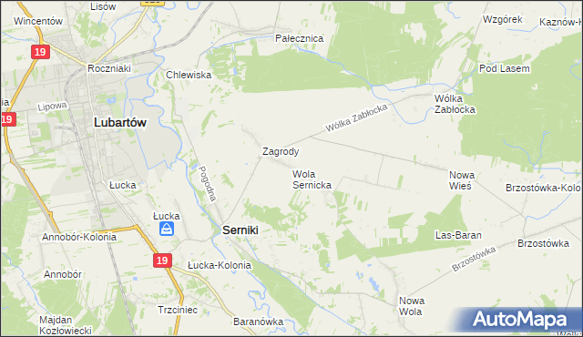 mapa Wola Sernicka, Wola Sernicka na mapie Targeo