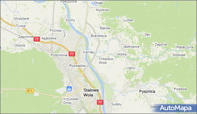 mapa Chłopska Wola, Chłopska Wola na mapie Targeo