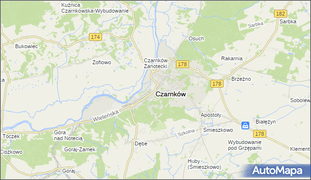 mapa Czarnków, Czarnków na mapie Targeo