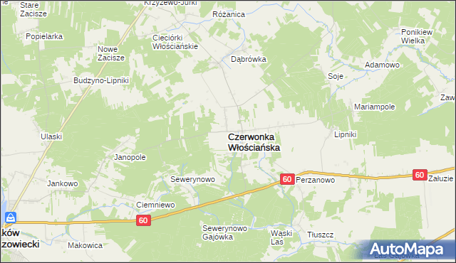 mapa Czerwonka Włościańska, Czerwonka Włościańska na mapie Targeo